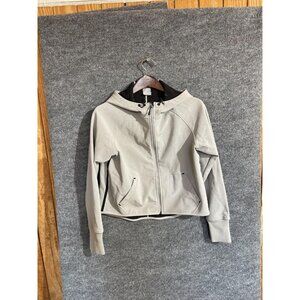 Nike Hoodie Womens Medium Beige Full Zip Lined Fleece Sweatshirt Pockets